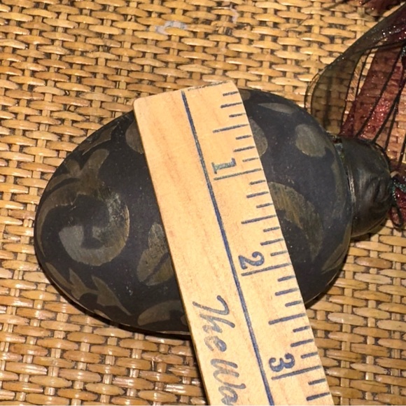 Vintage Kugel Ornament Etched Hanging Ornament Bow Gray Satin Holiday Decoration - Picture 9 of 9